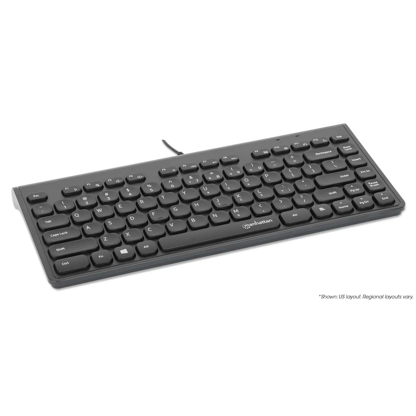 Manhattan Tastiera USB Mini Filo Compatta Nera 82 Tasti