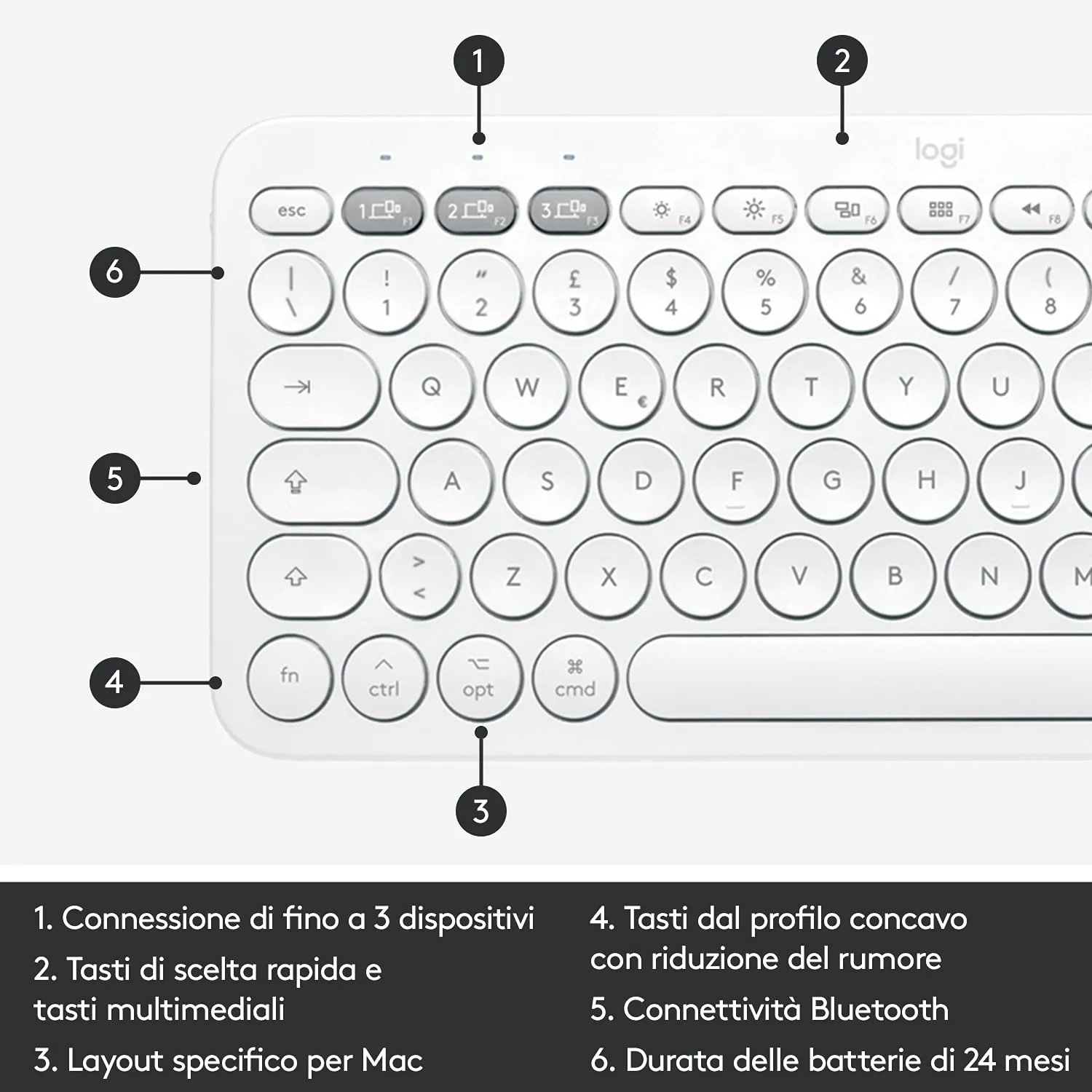 Logitech K380 Tastiera Bluetooth Mac ITA QWERTY multidispositivo