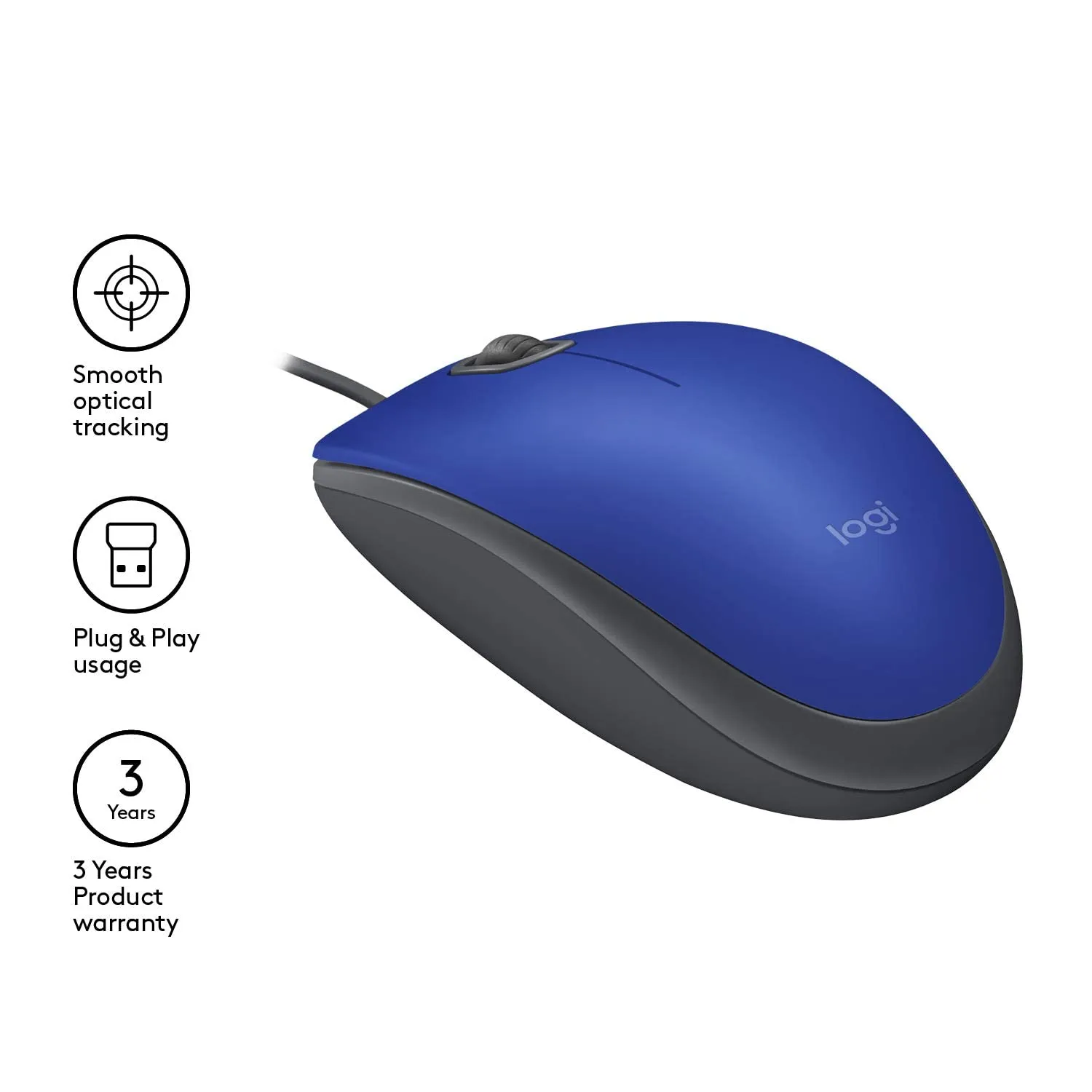 Logitech M110 mouse USB cablato blu singolo silenzioso