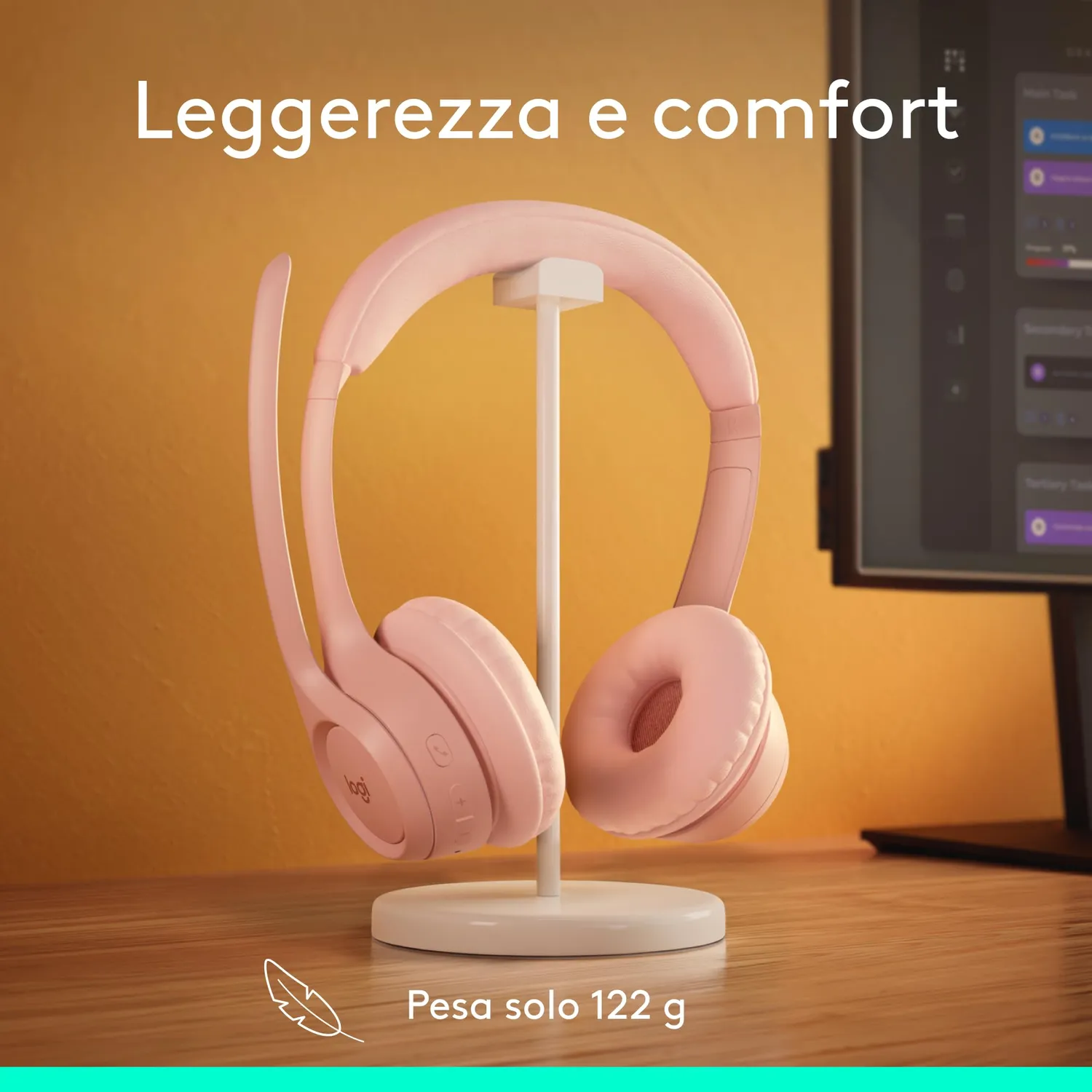 Logitech Zone 300 cuffia bluetooth rosa con microfono