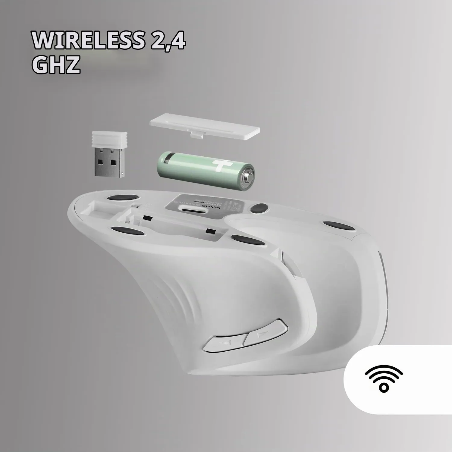 Mars Gaming MMW-ERGOPRO Mouse Verticale Wireless Bianco 3200DPI
