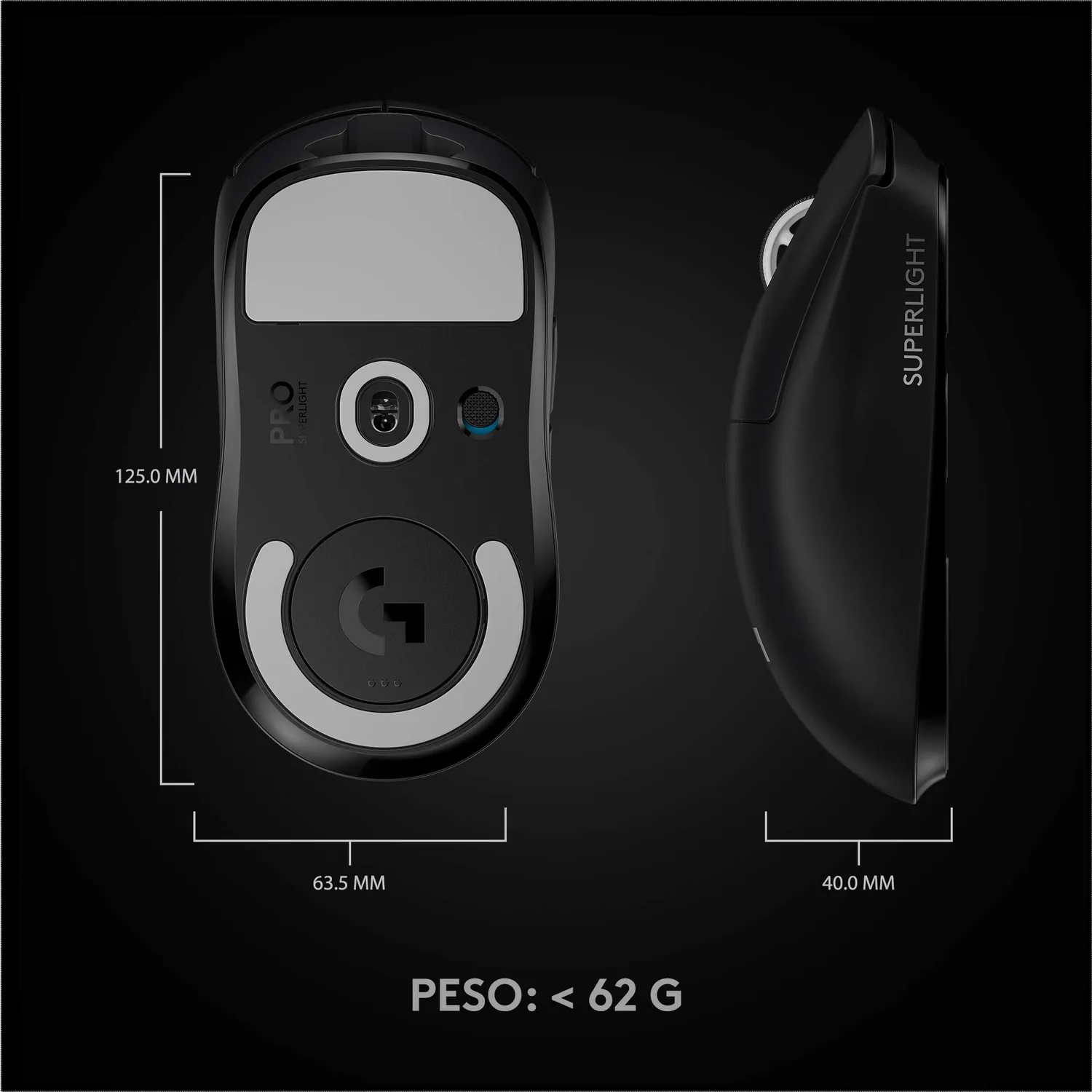 Logitech G PRO X SUPERLIGHT mouse gaming wireless nero 63 g
