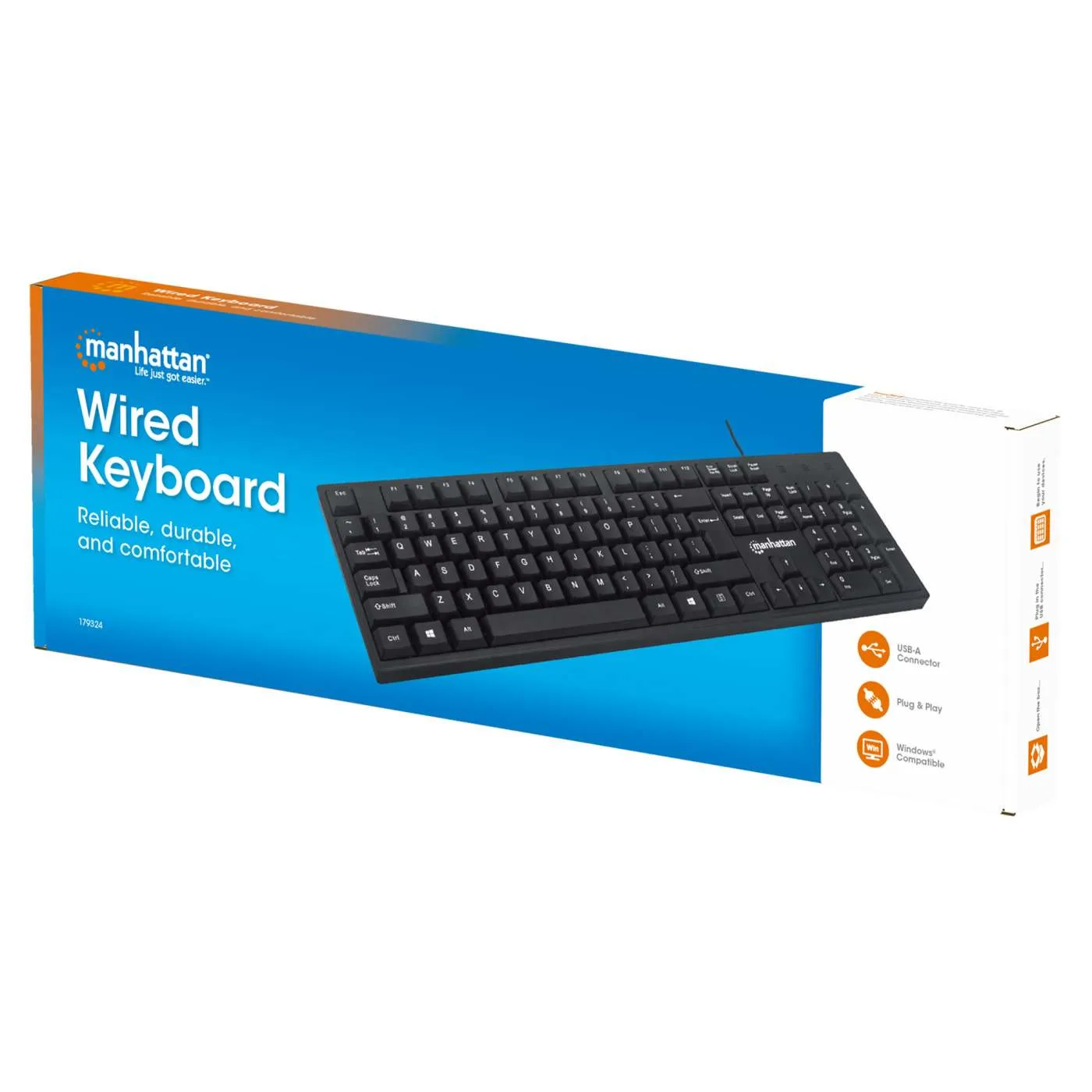 Manhattan Tastiera Cablata USB 104 Tasti QWERTY Nera 1,3 m