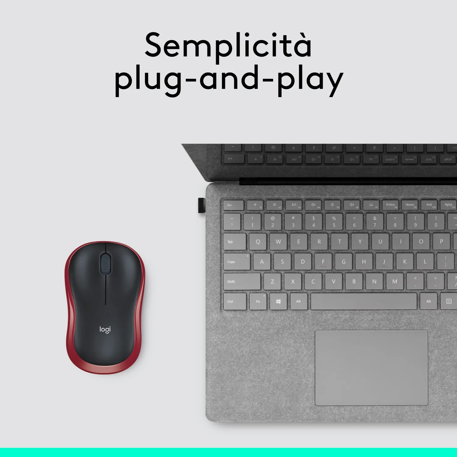 Logitech M185 mouse wireless rosso ricevitore USB 10 m