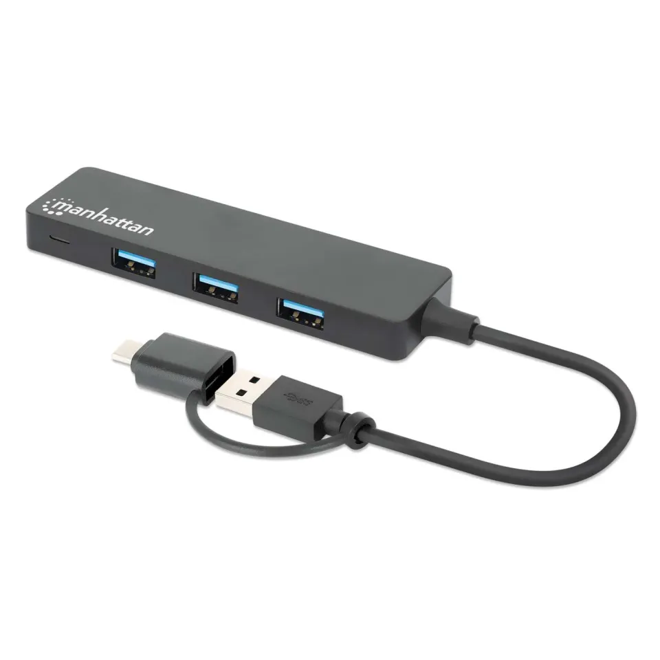Manhattan Hub USB 3.0 4 Porte USB-A Combo USB-C/A 5Gbps