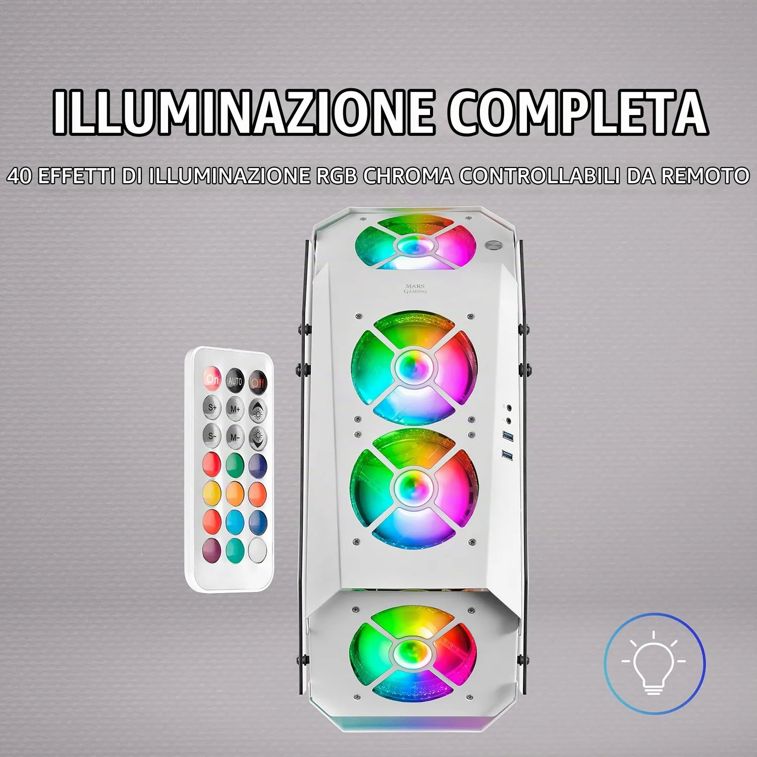 Mars Gaming MC51W case PC ATX bianco vetro temperato