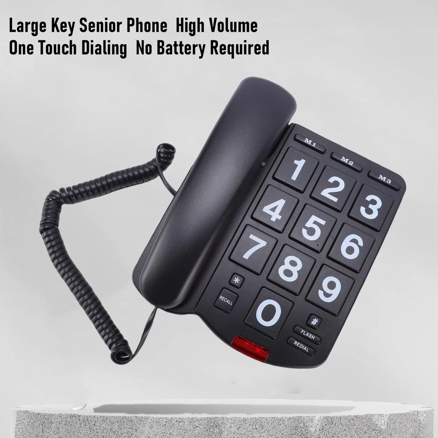 Zunate Telefono Fisso Tasti Grandi nero con 3 memorie