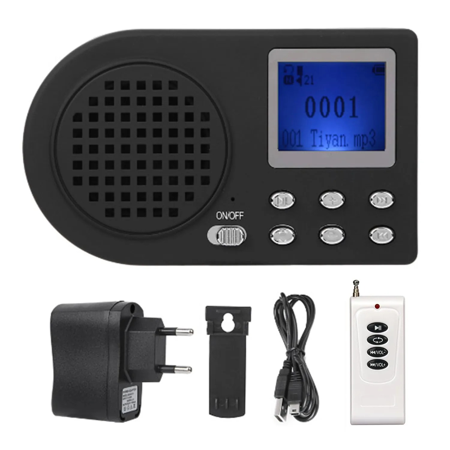 Zunate Altoparlante MP3 Richiamo Uccelli USB 15 ore senza telecomando
