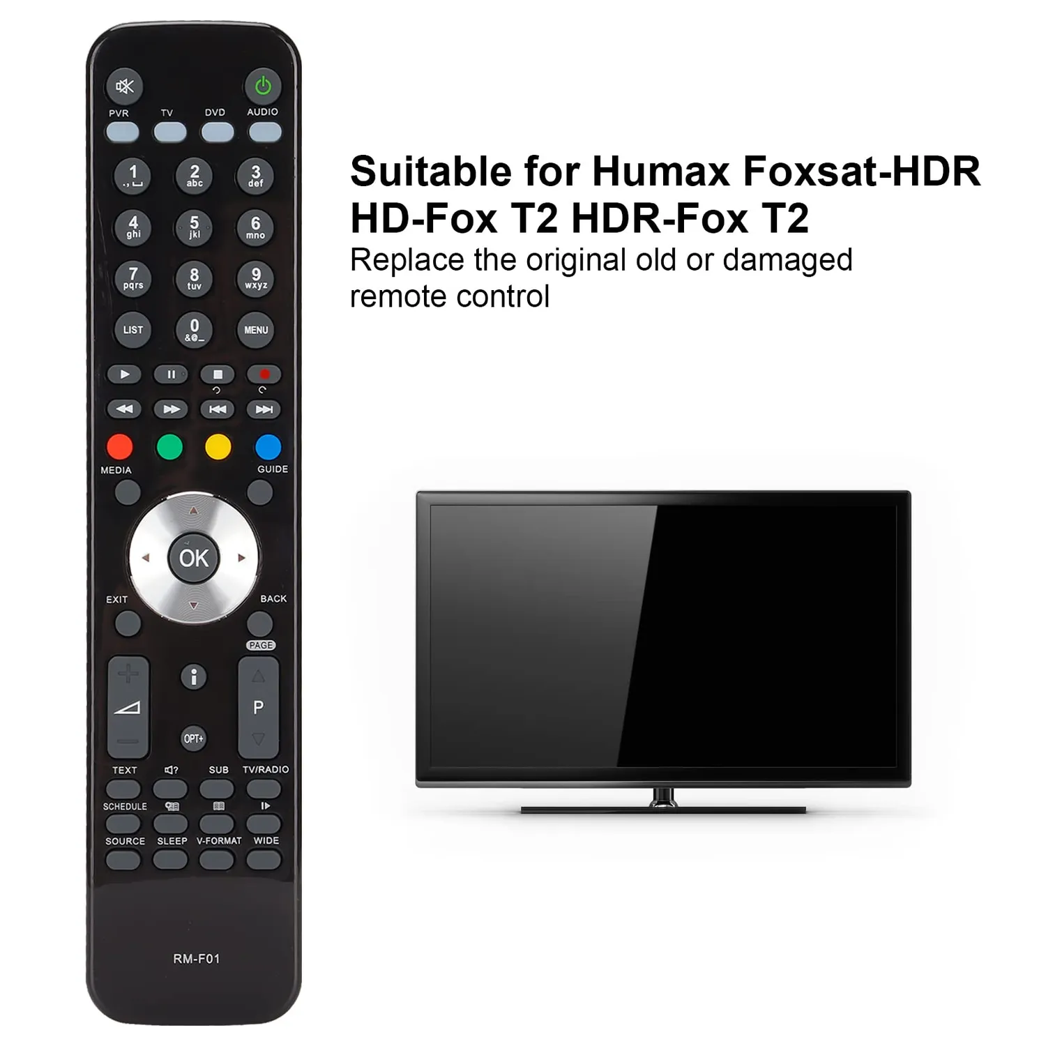 Zunate RM-F01 Telecomando Ricambio Humax Foxsat-HDR Nero