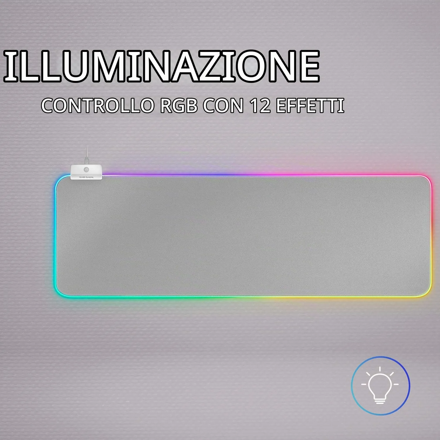 Mars Gaming MMPRGB2S tappetino mouse XXL RGB bianco hub USB