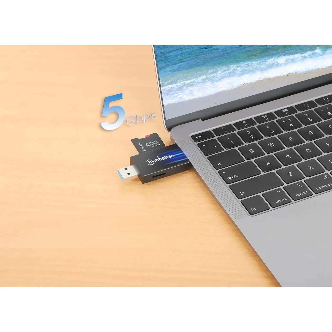 Manhattan USB 3.0 Type-C Type-A Combo lettore schede SD microSD 5 Gbps