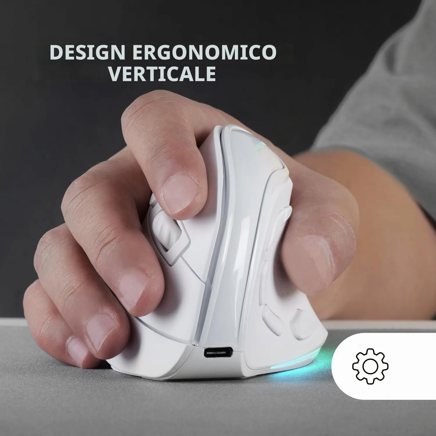 Mars Gaming MM-SK mouse verticale wireless bianco 8400DPI