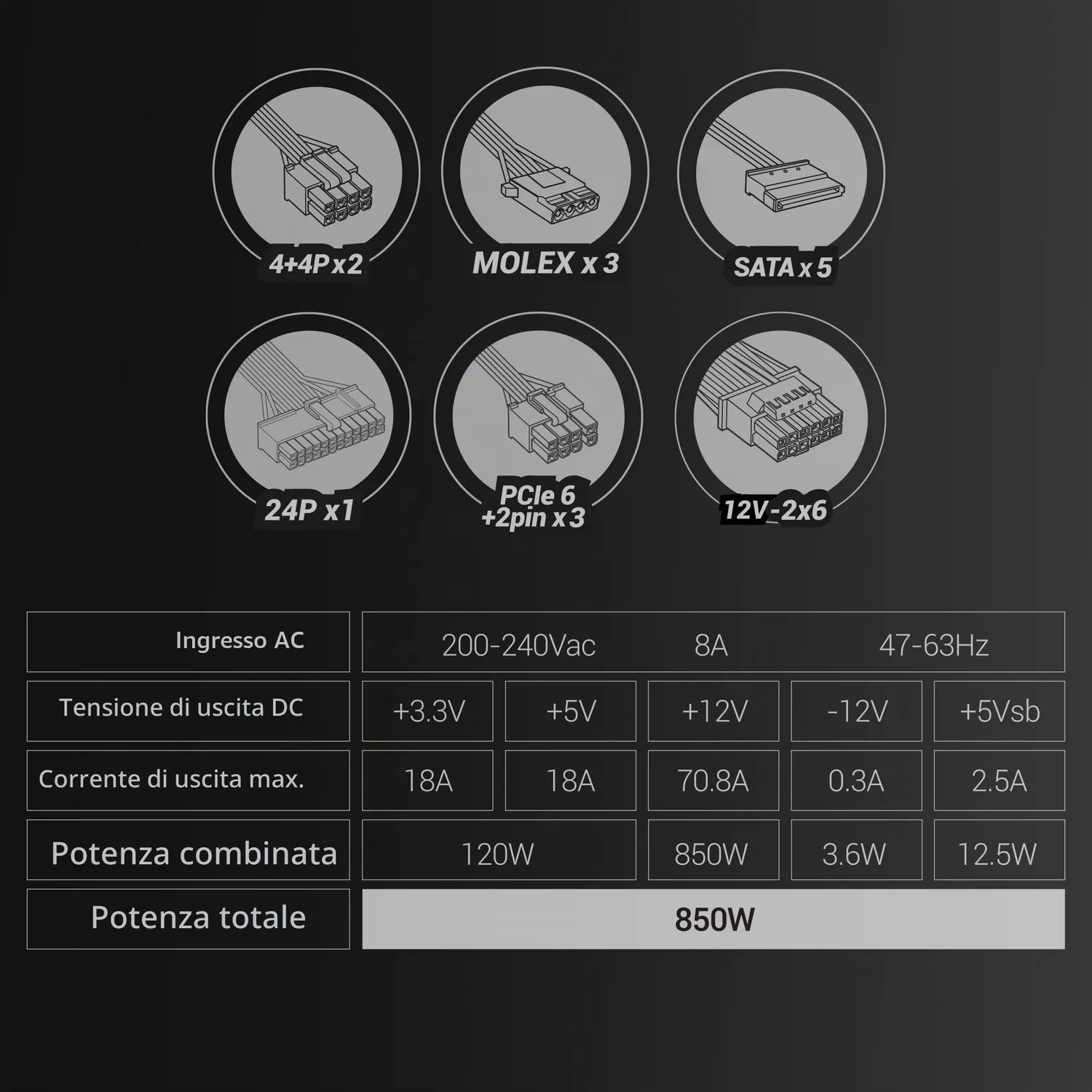 Mars Gaming MPB850PSI alimentatore 850W modulare Gold
