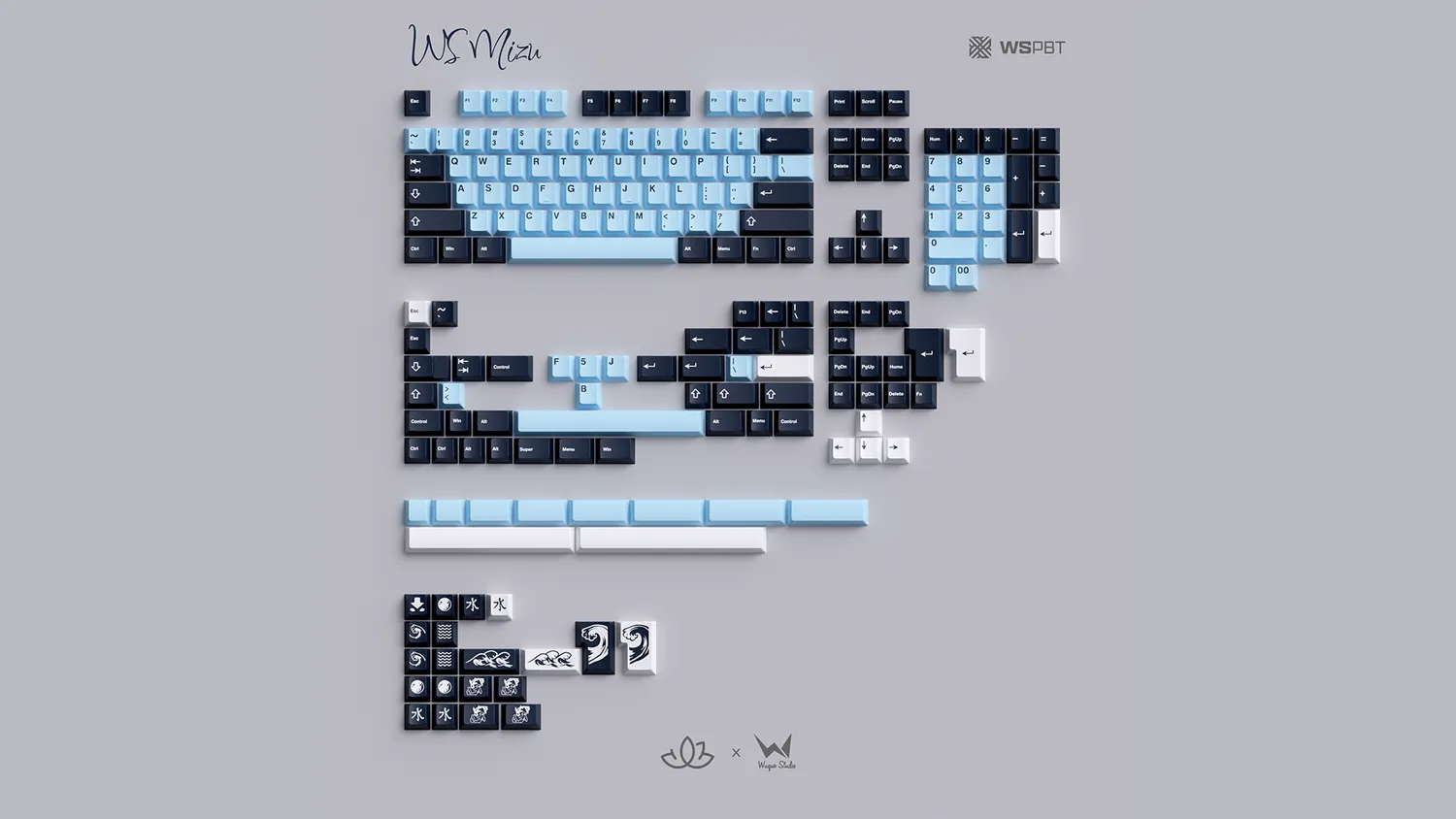Wuque Studio Mizu keycaps PBT Base+Novelties