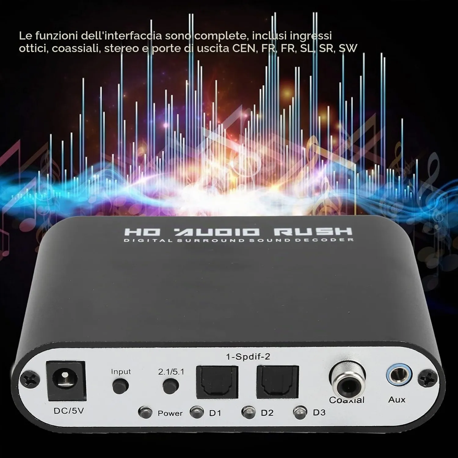 Zunate decoder audio 5.1CH ottico coassiale analogico