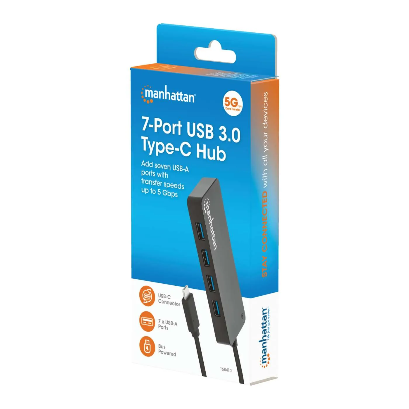 Manhattan Hub USB-C 7 porte USB-A 5 Gbps bus