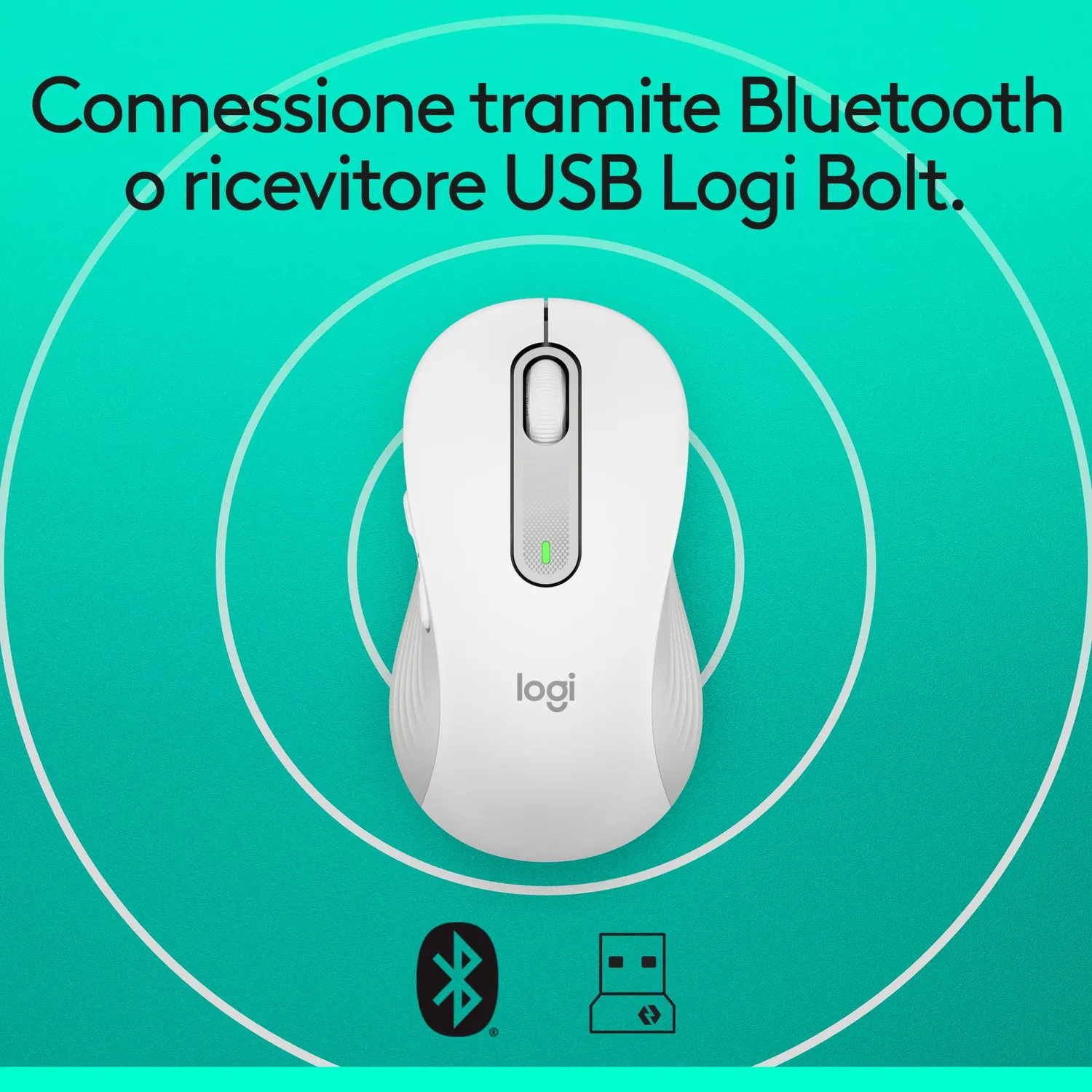 Logitech Signature M650 L Mouse Wireless Bianco Mani Grandi