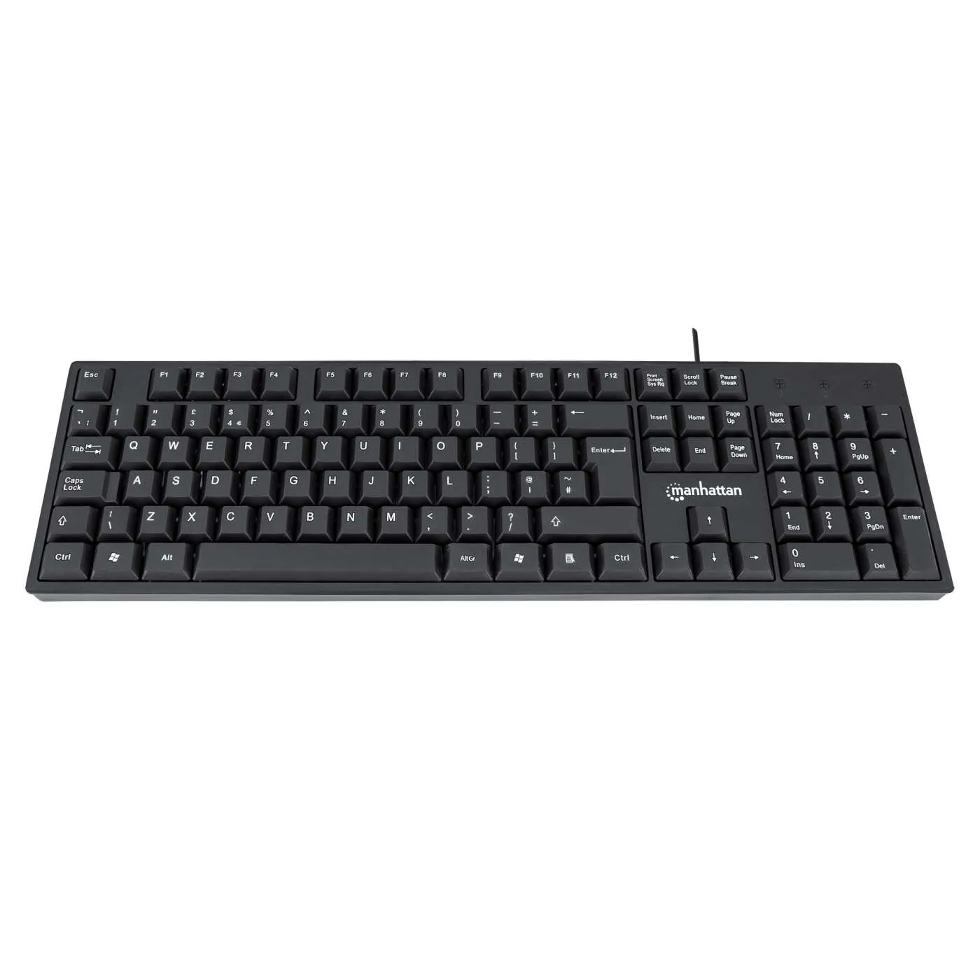 Manhattan Tastiera USB Filo Nera Layout 104 Tasti QWERTY