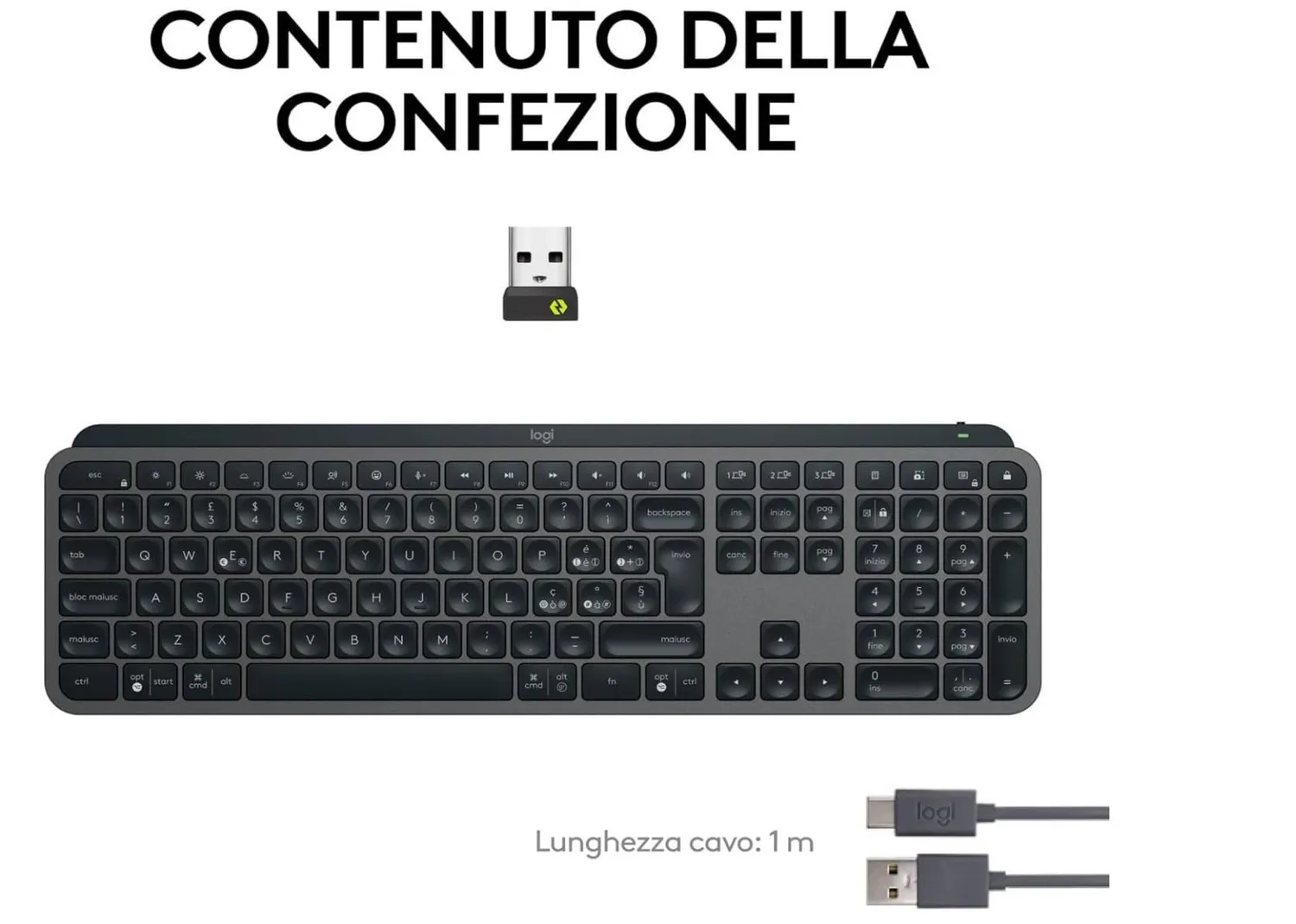 Logitech MX Keys S tastiera wireless grigio chiaro ITA