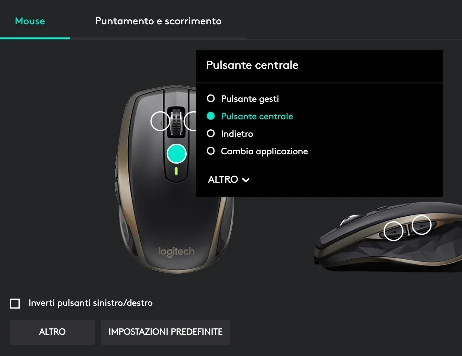 Logitech MX Anywhere 2 mouse wireless grigio Bluetooth