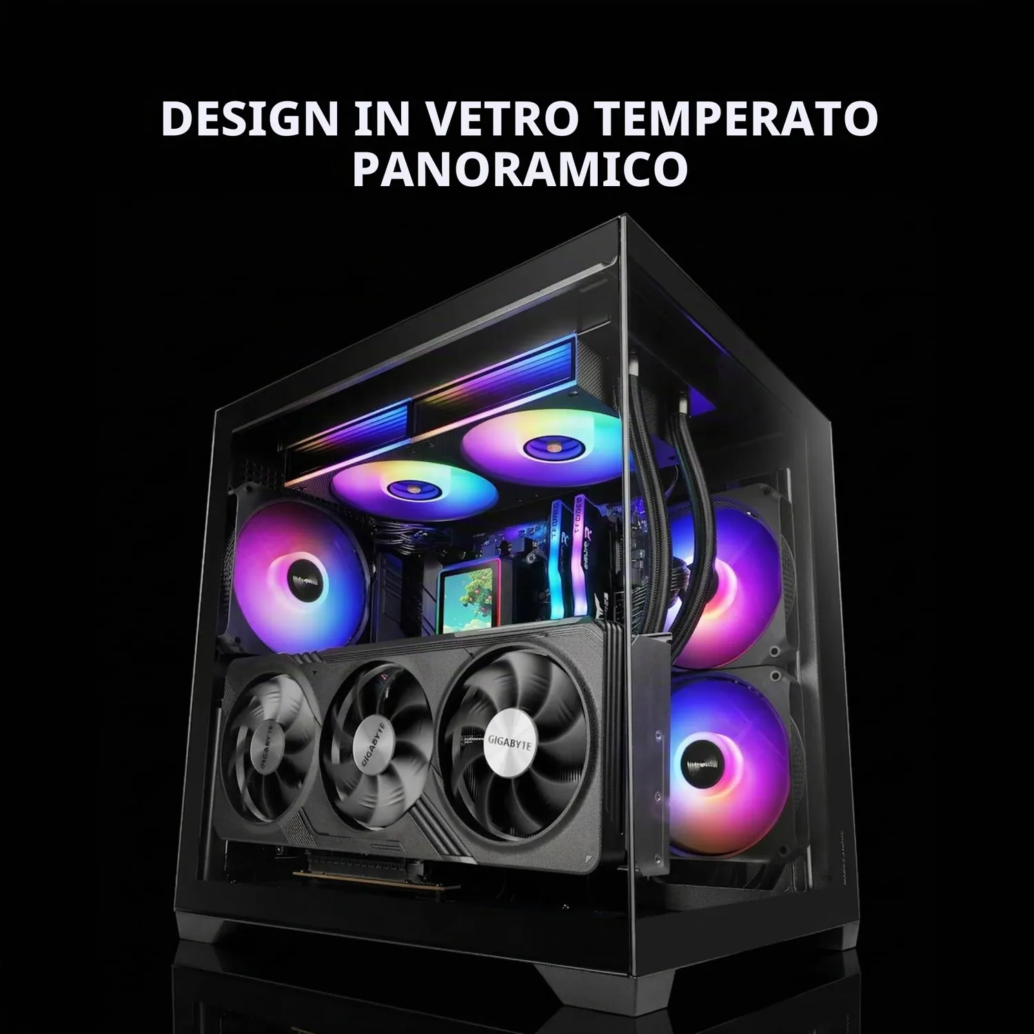 Mars Gaming MC-VIEW3 Case PC MicroATX Nero Vetro Panoramico