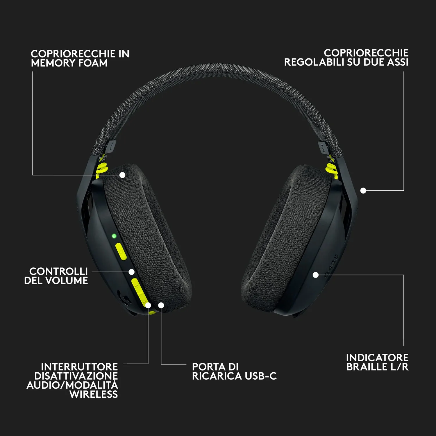 Logitech G G435 cuffie gaming wireless nere Bluetooth