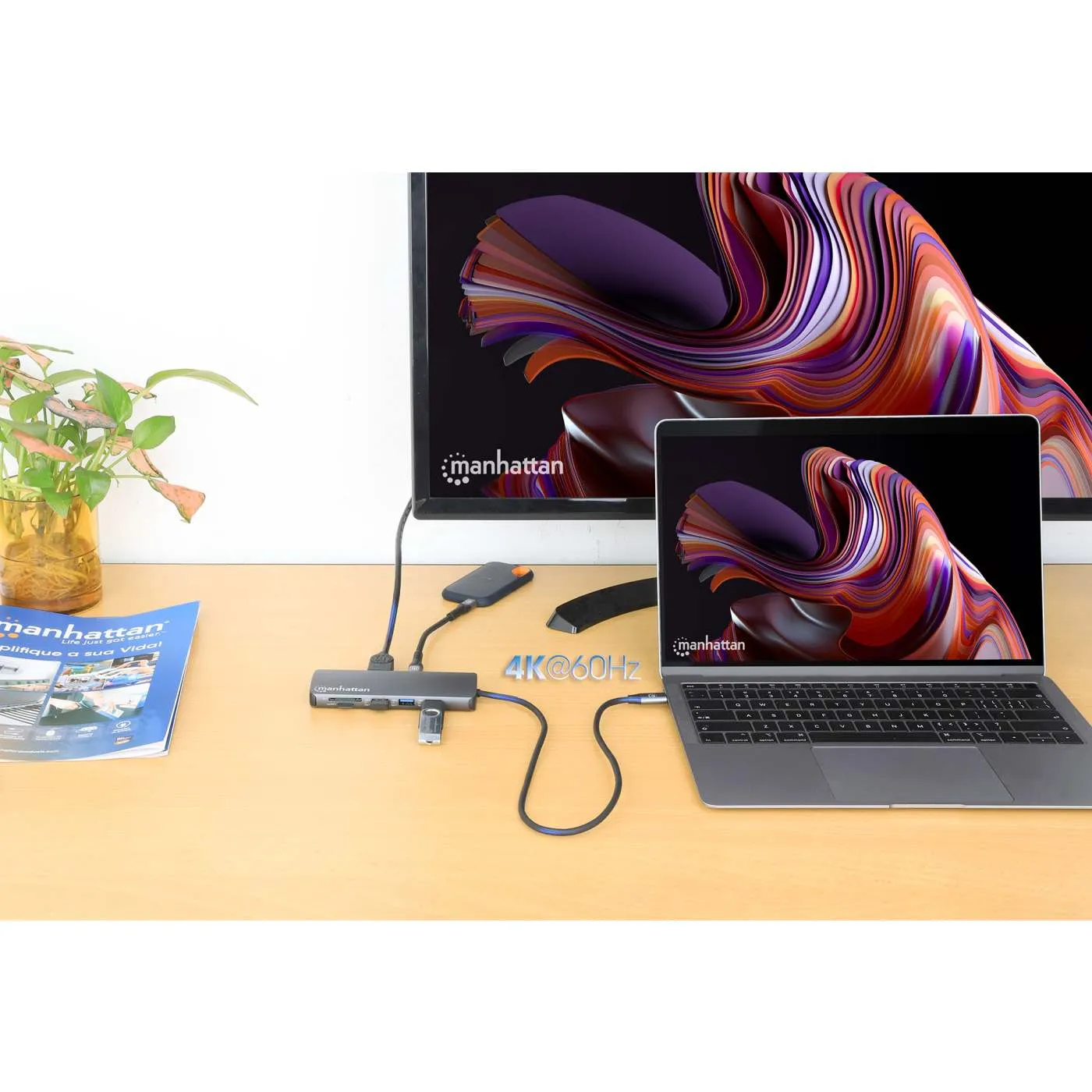 Manhattan Docking Station USB-C 9-in-1 HDMI 4K 100W