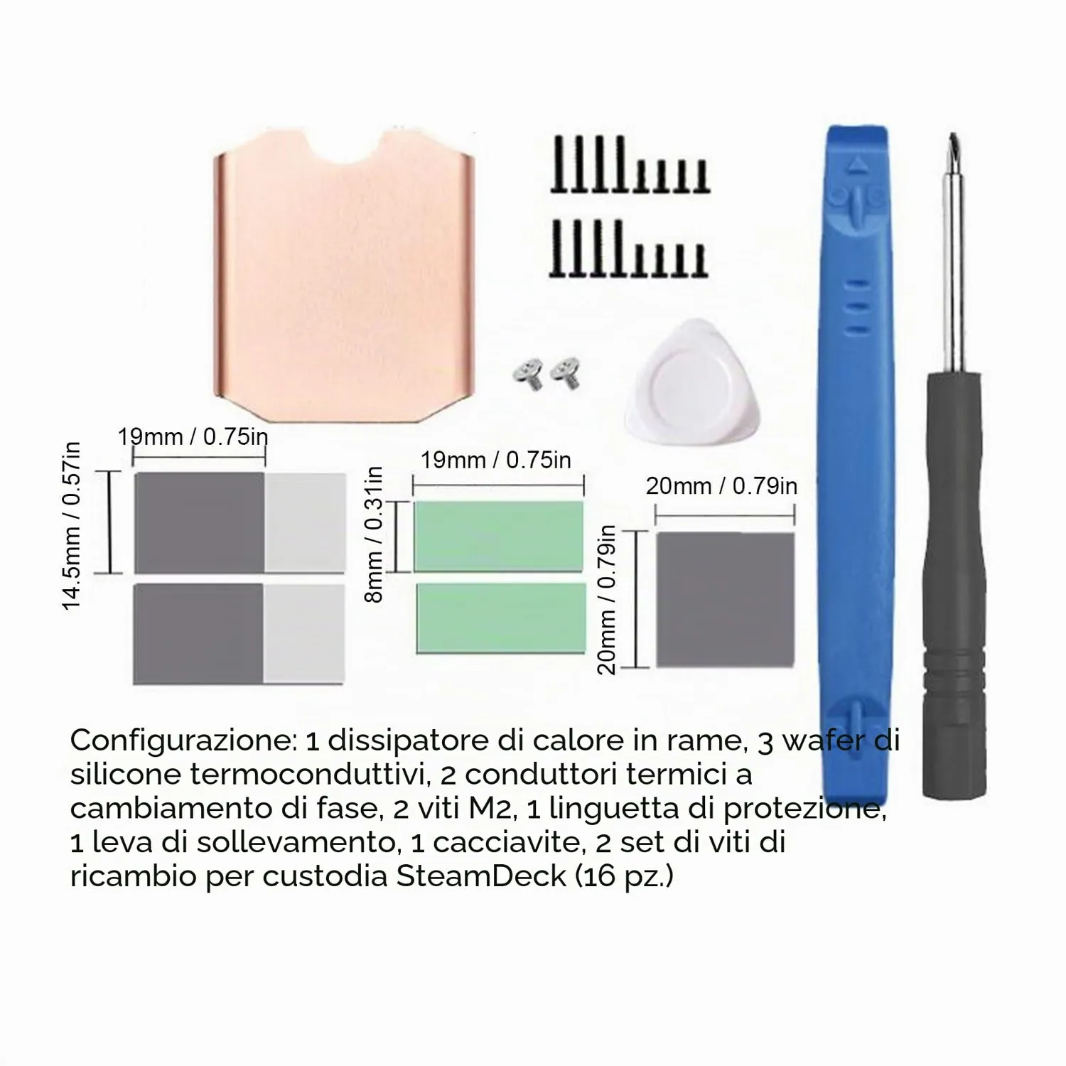 Zunate Dissipatore SSD M.2 2230 Rame Kit Steam Deck