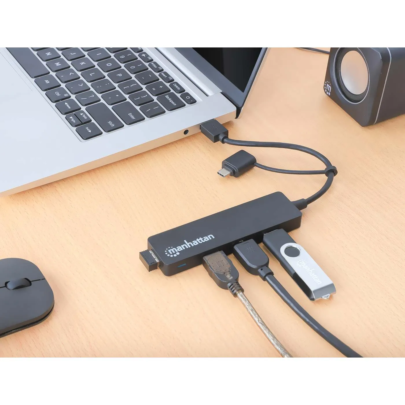 Manhattan Hub USB 3.0 4 Porte USB-A Combo USB-C/A 5Gbps