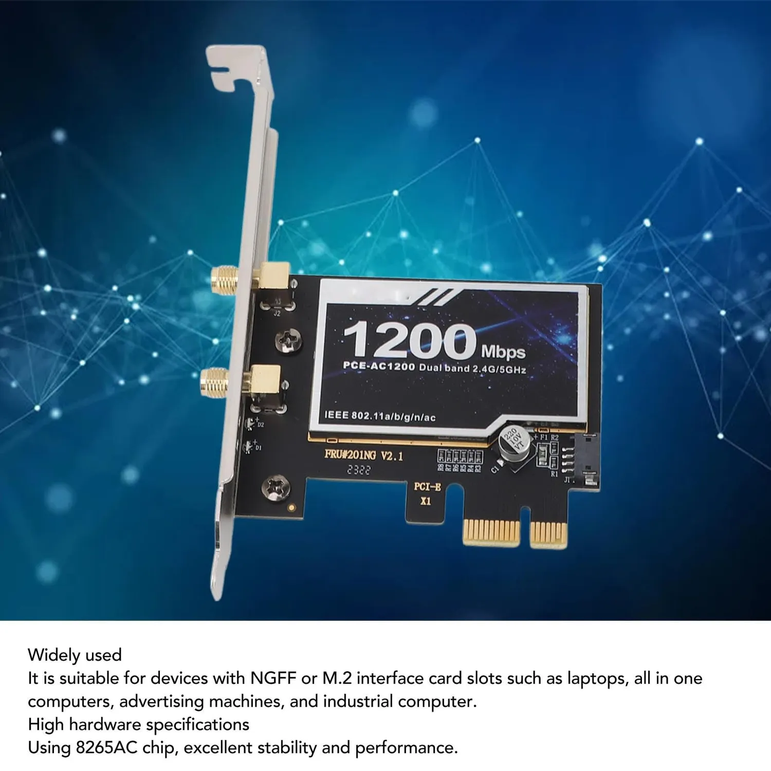 Zunate 8265AC Scheda WiFi PCIe Dual Band Bluetooth 4.2