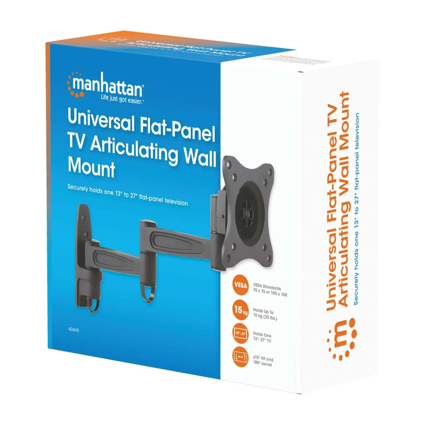 Manhattan Staffa TV a parete 13-27" snodata nera