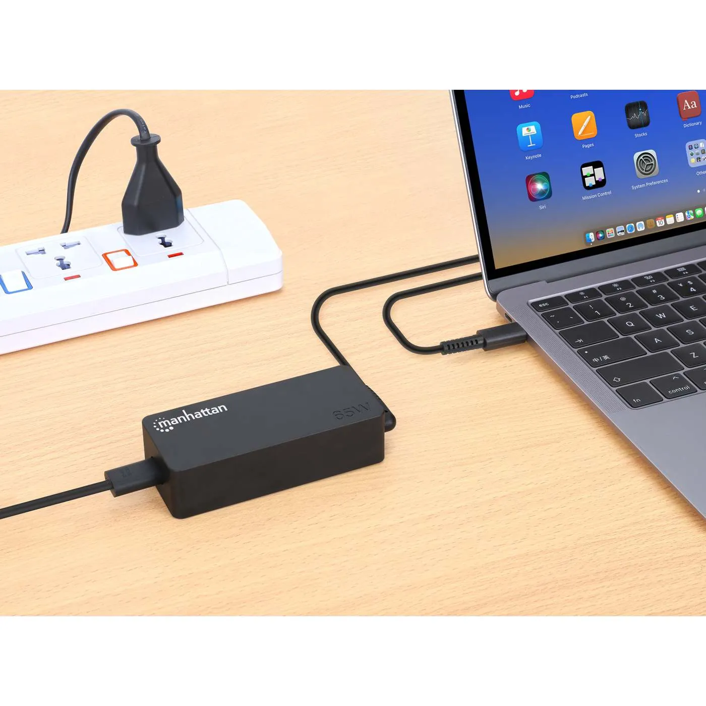 Manhattan USB-C Caricabatterie Laptop 65W PD nero