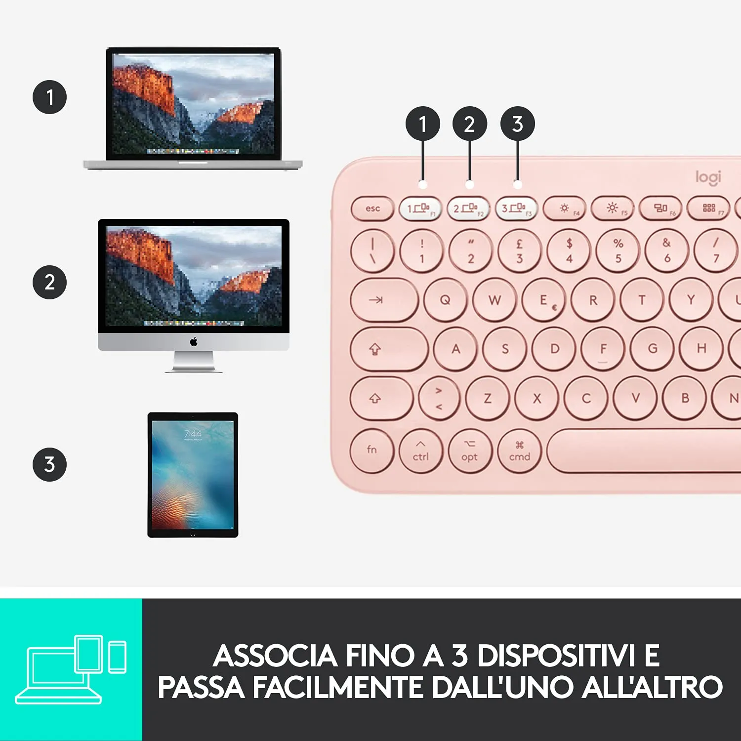 Logitech K380 tastiera Bluetooth Mac ITA QWERTY multidispositivo