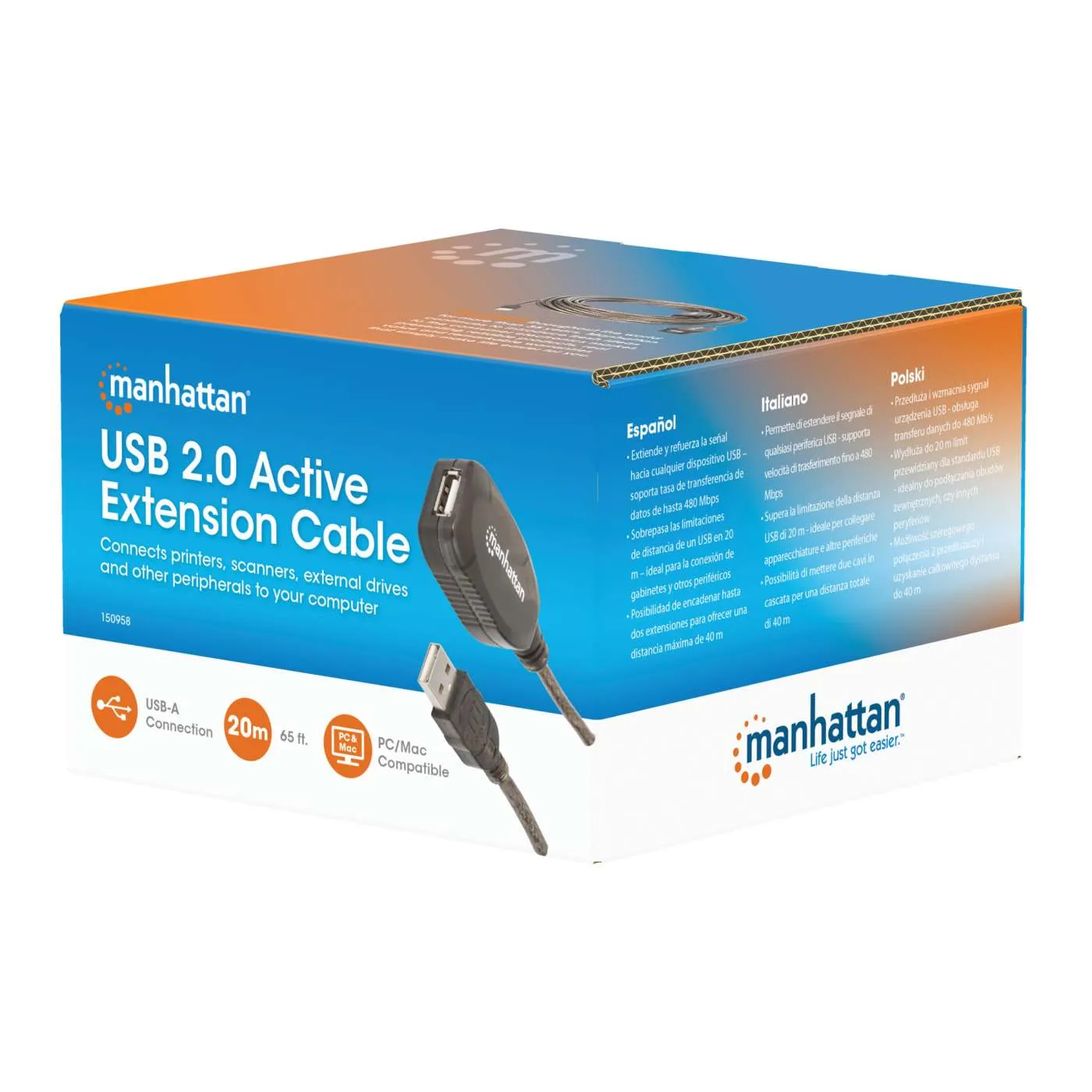 Manhattan Hi-Speed prolunga USB attiva 20 m
