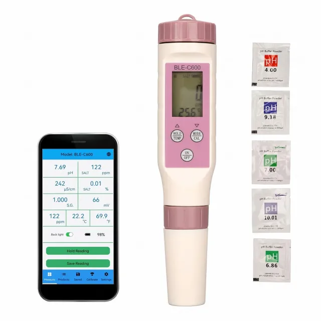 Zunate Misuratore pH Digitale 7 in 1 Bluetooth con Custodia