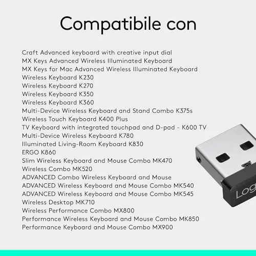 Logitech Unifying Ricevitore USB Wireless 6 dispositivi 10 m