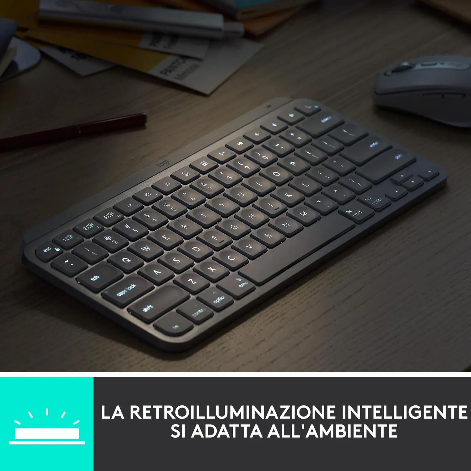 Logitech MX Keys Mini tastiera wireless US INTL QWERTY retroilluminata