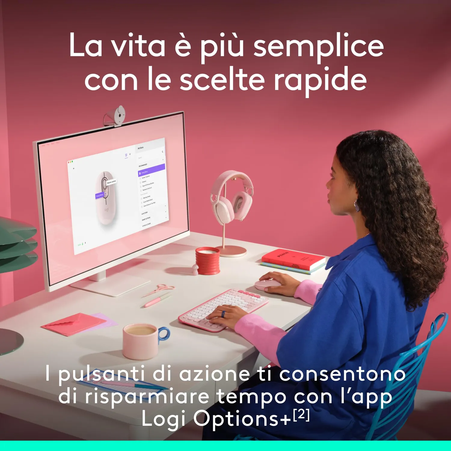 Logitech POP Mouse wireless rosa clic silenziosi