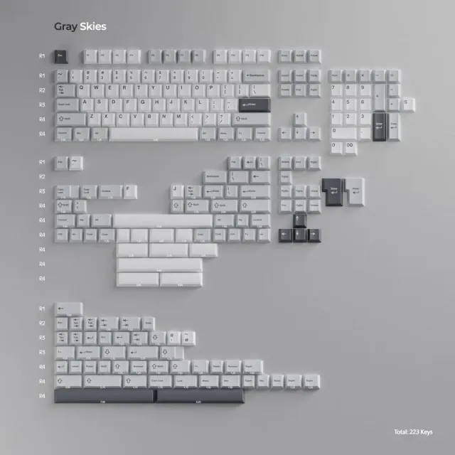 Wuque Studio WS Gray Skies keycaps PBT Cherry 223 tasti