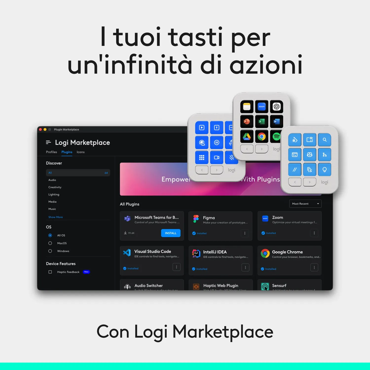 Logitech MX Keypad tastierino programmabile grigio pallido