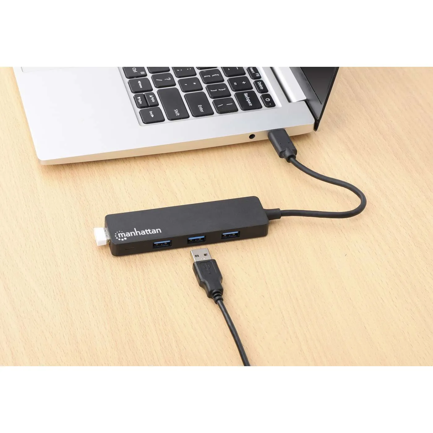 Manhattan 4-Port Hub USB-C a USB-A 5Gbps portatile