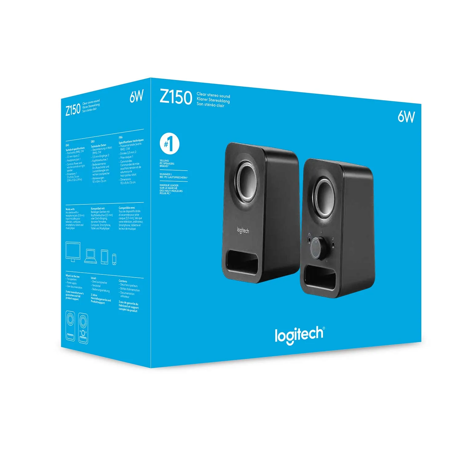 Logitech Z150 casse PC stereo jack 3,5 mm compatte