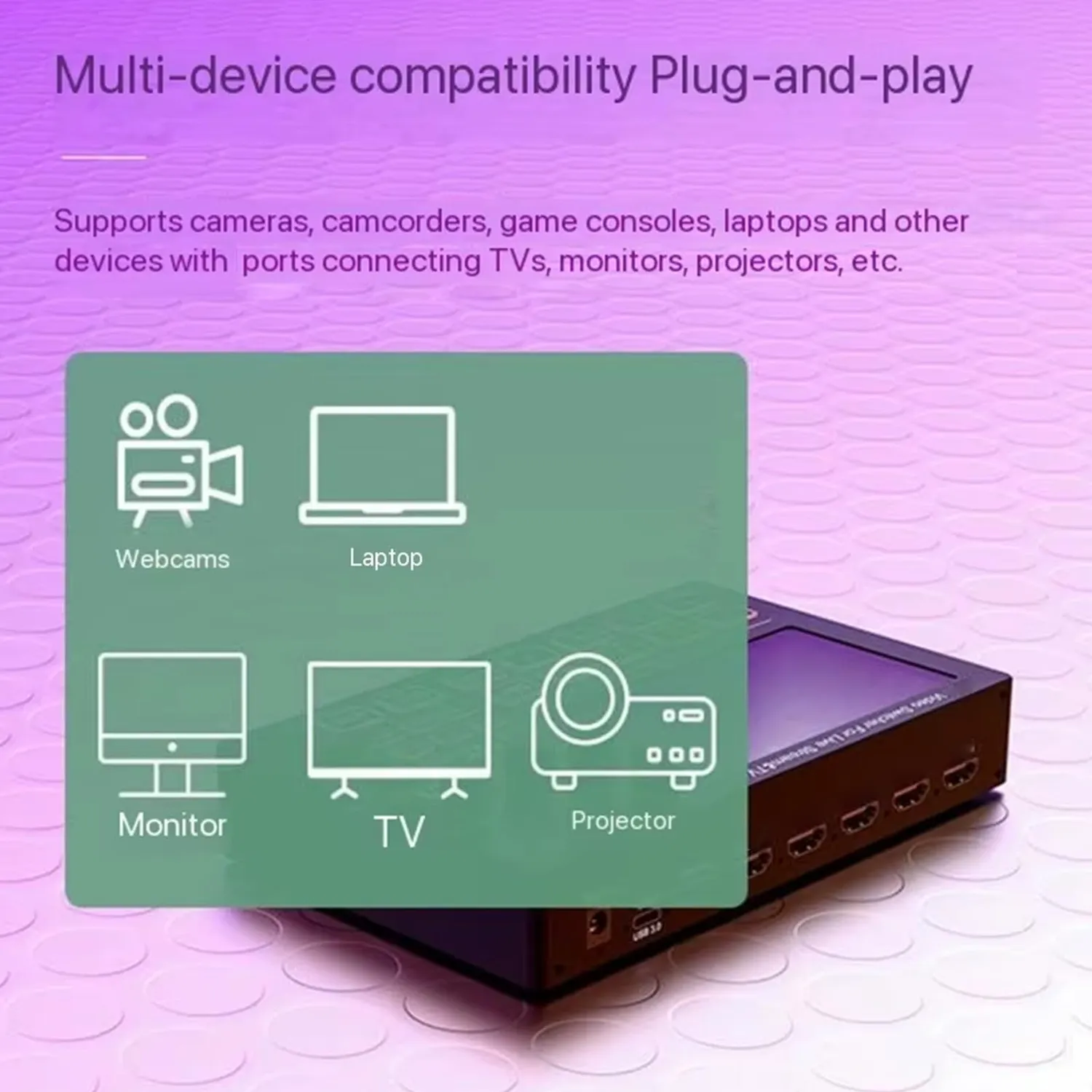 Zunate Switcher Video HDMI 4 Canali Schermo 5 Pollici 1080p
