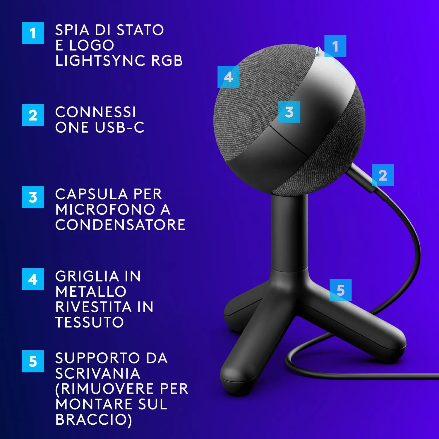 Logitech G Yeti Orb microfono USB nero RGB