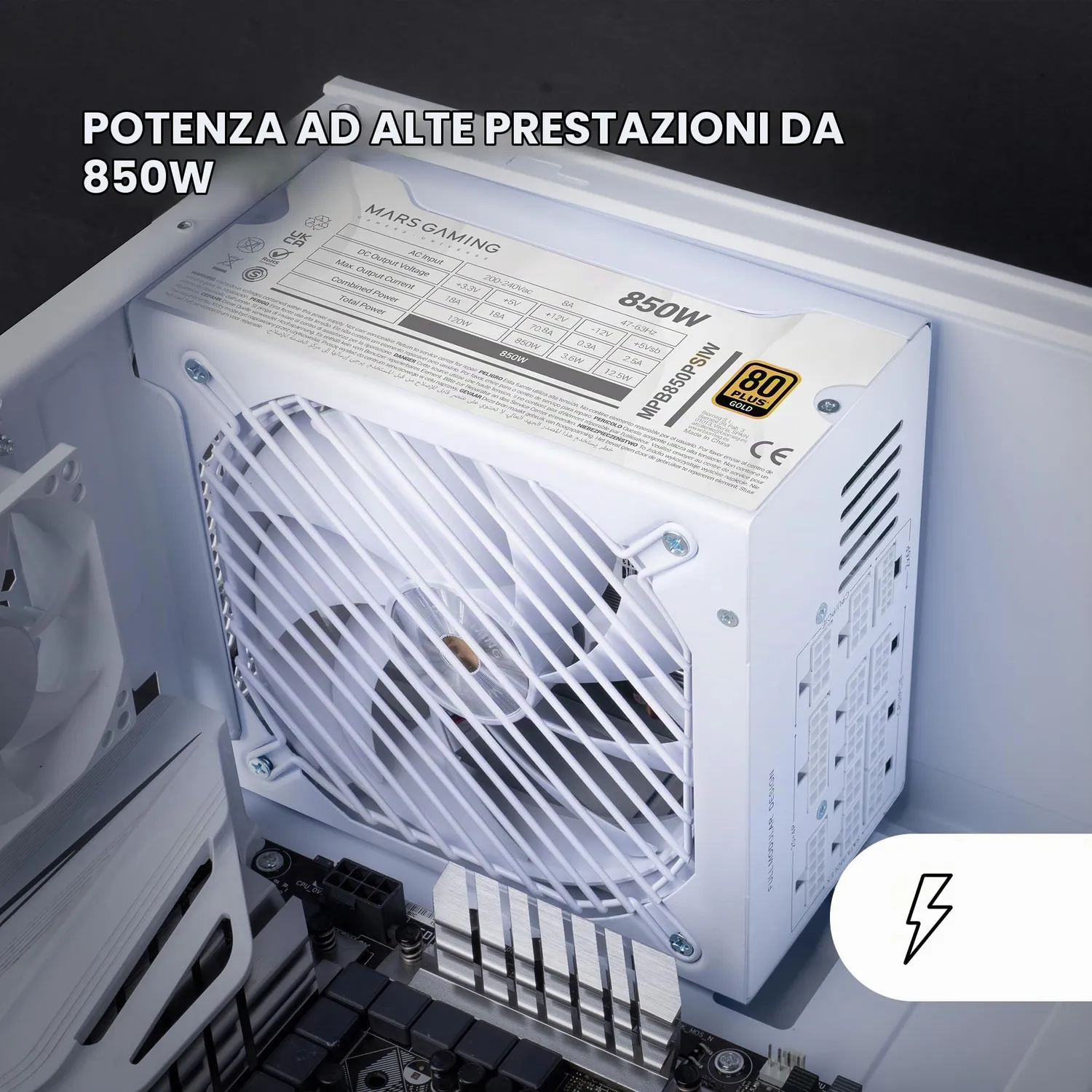 Mars Gaming MPB850PSI Alimentatore 850W Gold Bianco