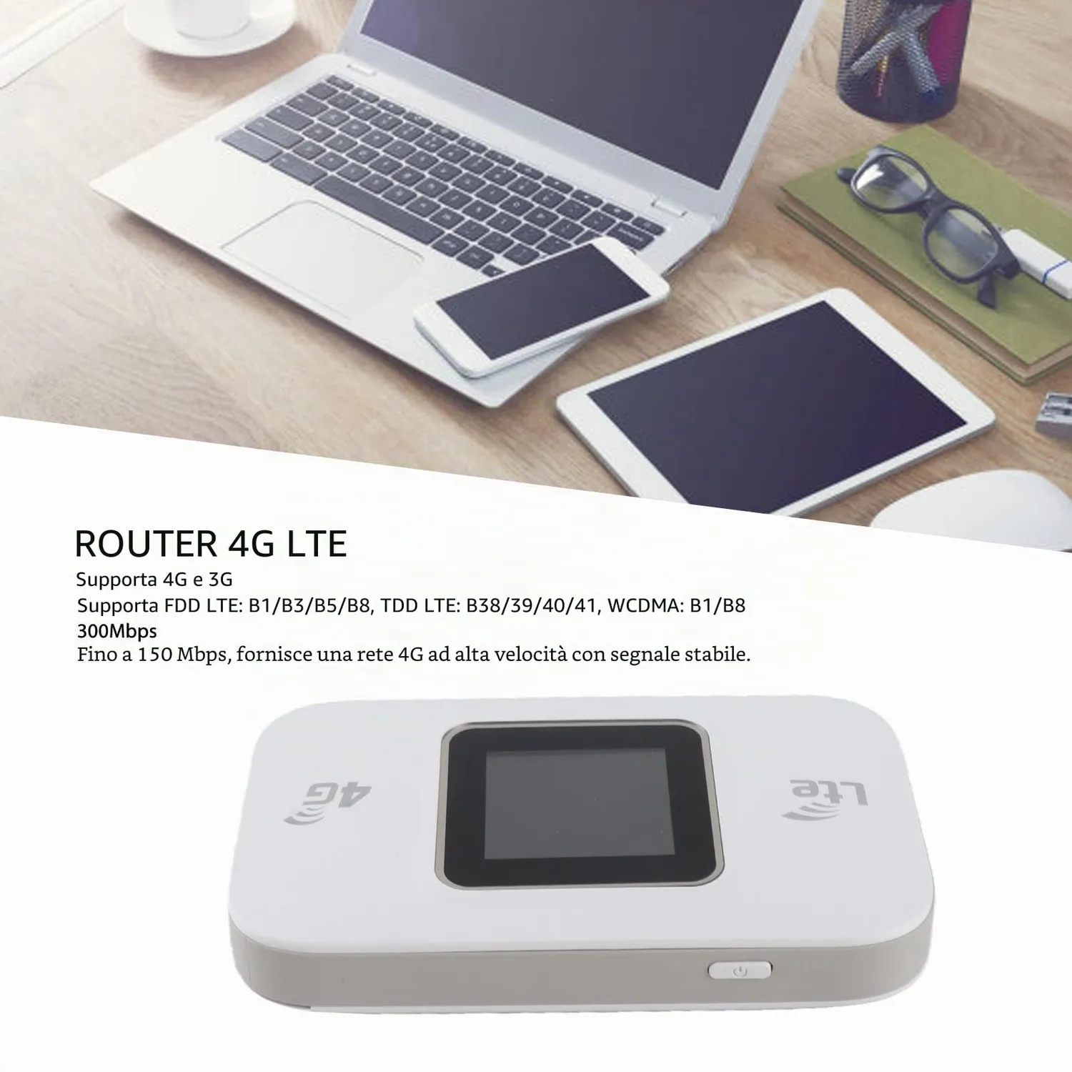 Zunate hotspot WiFi mobile 4G LTE 300 Mbps 10 dispositivi