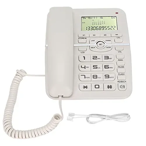 Zunate KX-T2028CID Telefono Fisso con Filo Bianco Display