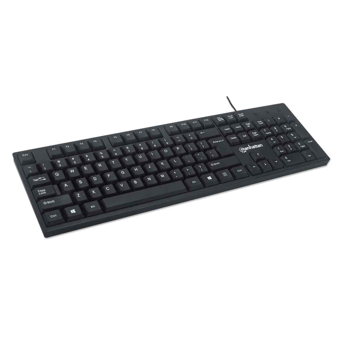 Manhattan Tastiera Cablata USB 104 Tasti QWERTY Nera 1,3 m