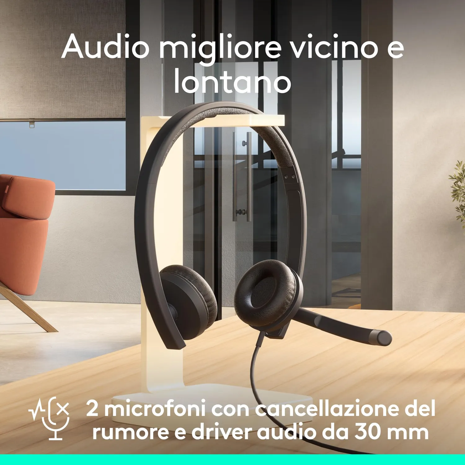 Logitech H570e cuffia con microfono USB Teams leggera