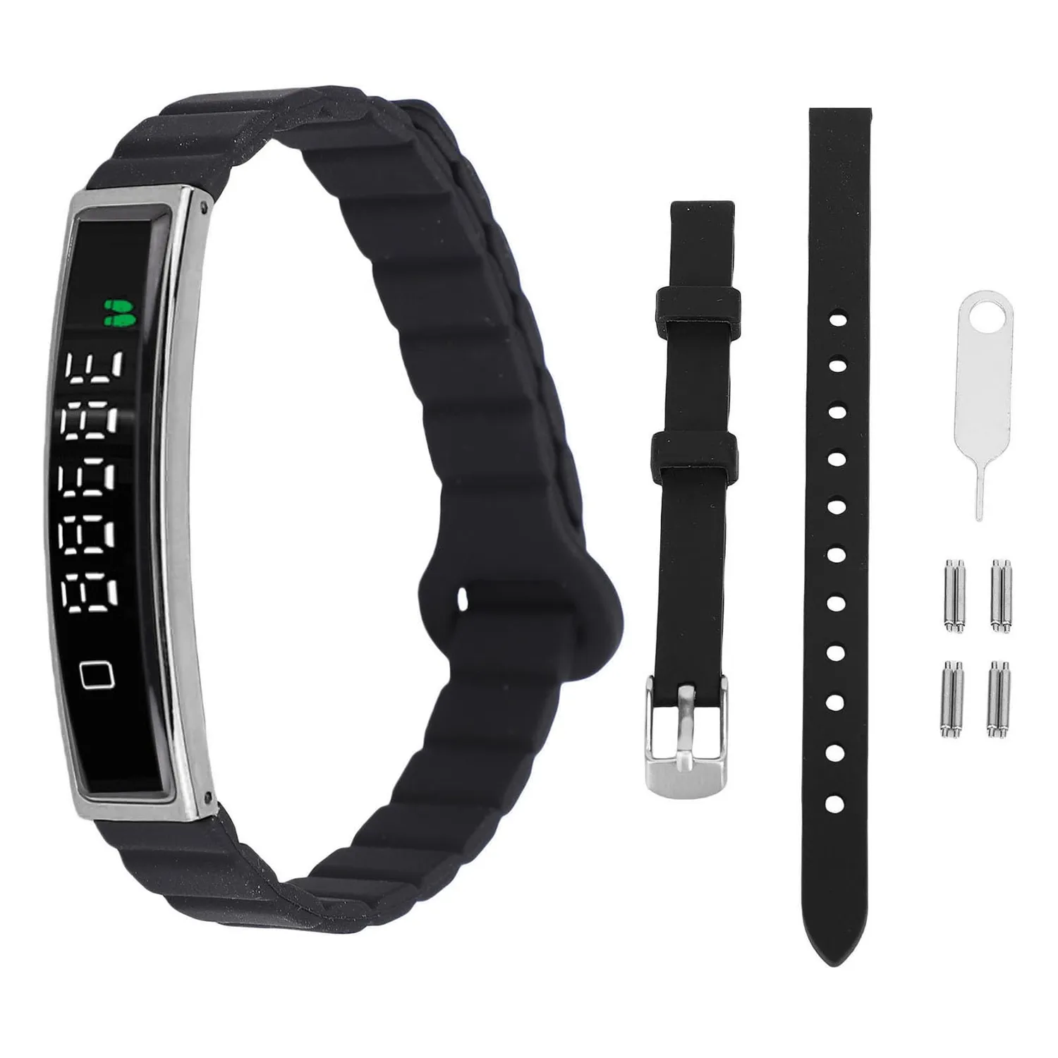 Zunate Fitness Tracker Band 7330F3852 bracciale smart nero acciaio